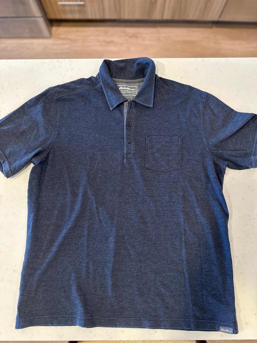 NWOT Eddie Bauer Navy Blue Polo Large Golf Casual Summer Classic Lightweight